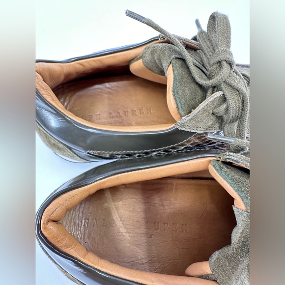 Ralph Lauren Purple label suede & Snakeskin Sneakers Made Italy 10.5-narrow - Picture 14 of 14